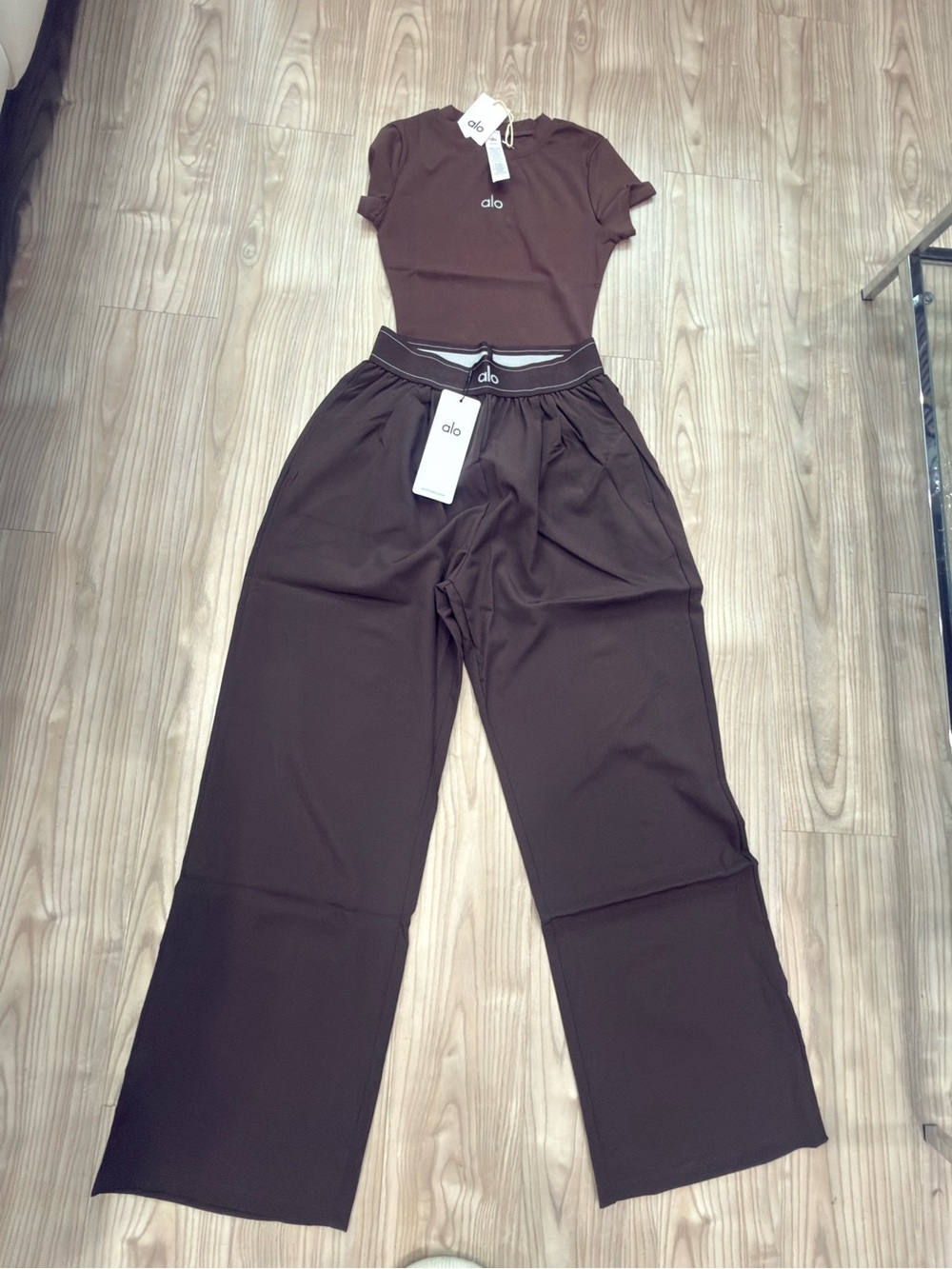 ALO Yoga Brown Wide-Leg Pull-On Pants